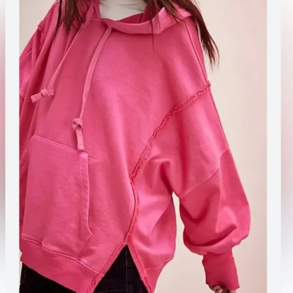 Free People We The Free Camden Hoodie Pullover - PINK BLAZE - Picture 3 of 12